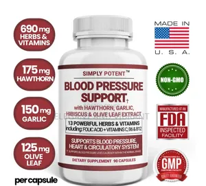 Blood Pressure Support for Men Women,Hawthorn,Hibiscus,Garlic,Olives
