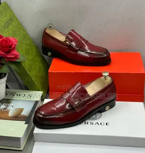 Classic Burgundy Leather Penny Loafers Boasting