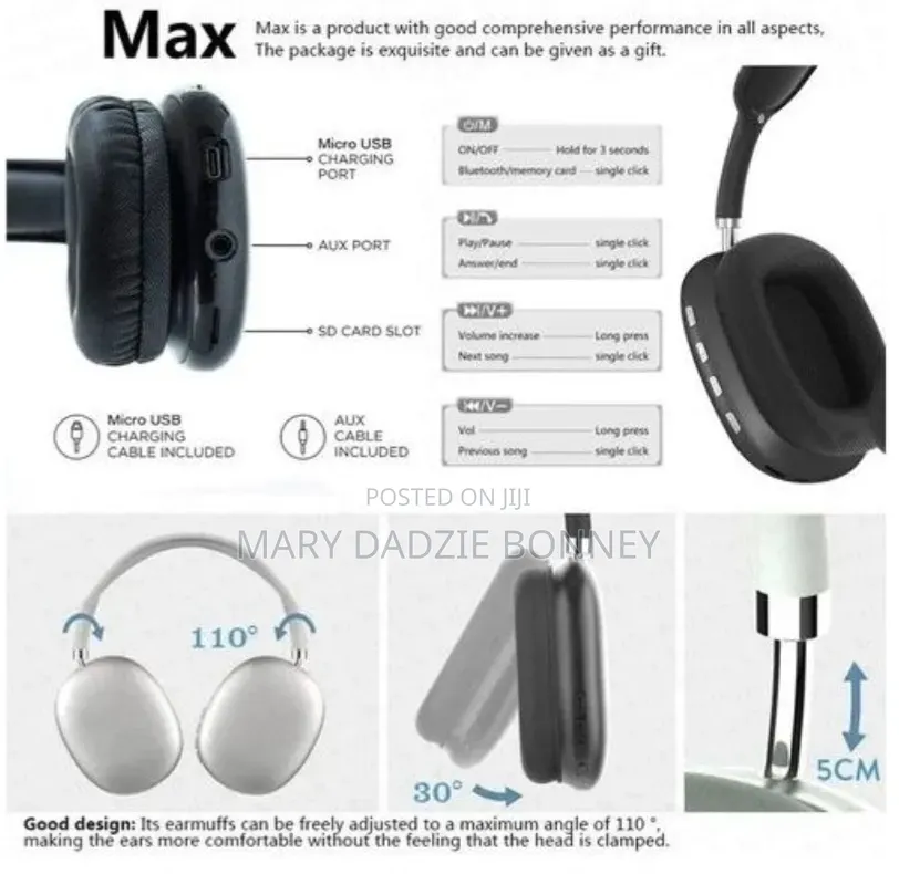 P9 Wireless Bluetooth Headset Noise Reduction Earphones Blue