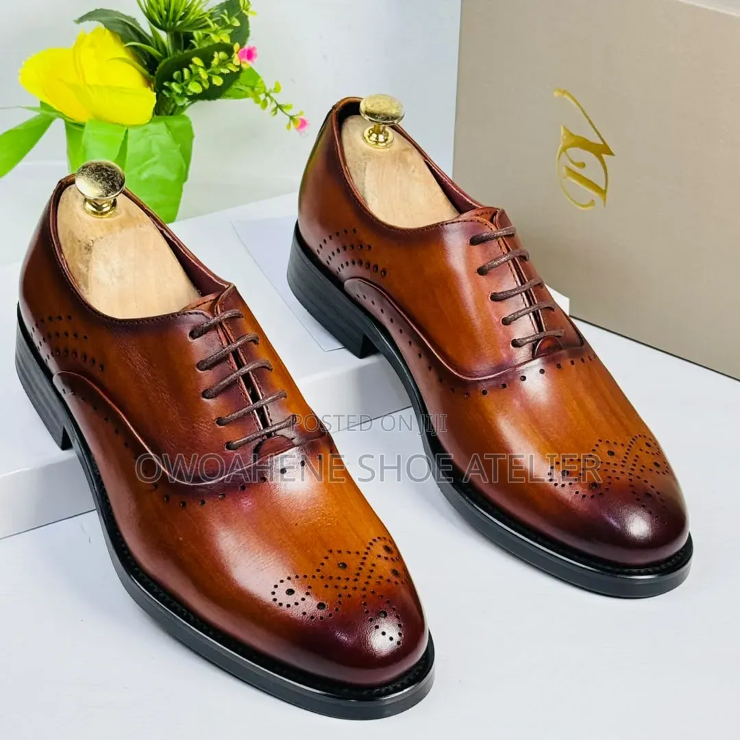 Men's Wholecut Oxford Shoes With Custom Wingtip Brogue Detailing,