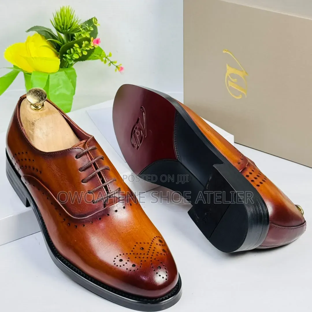 Men's Wholecut Oxford Shoes With Custom Wingtip Brogue Detailing,