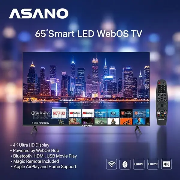 ASANO 65” Smart LED WebOS TV, Ultra HD (WebOS Hub)