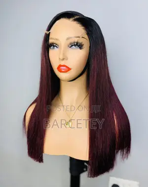 Color 1b/Burgundy Super Double Drawn Wig