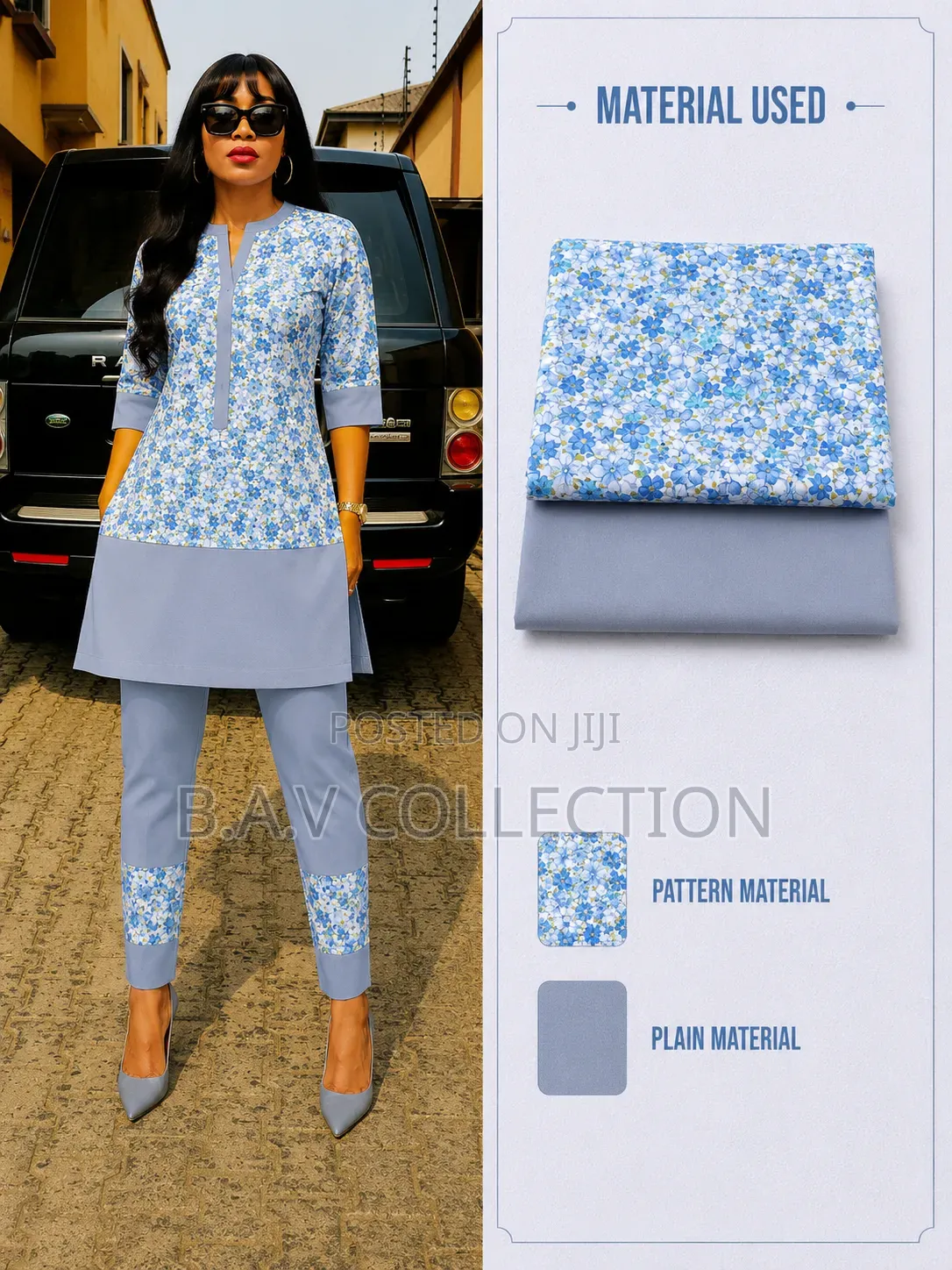 Plain and Pattern Fabric Material 4 Yards in Total 100% Cotton