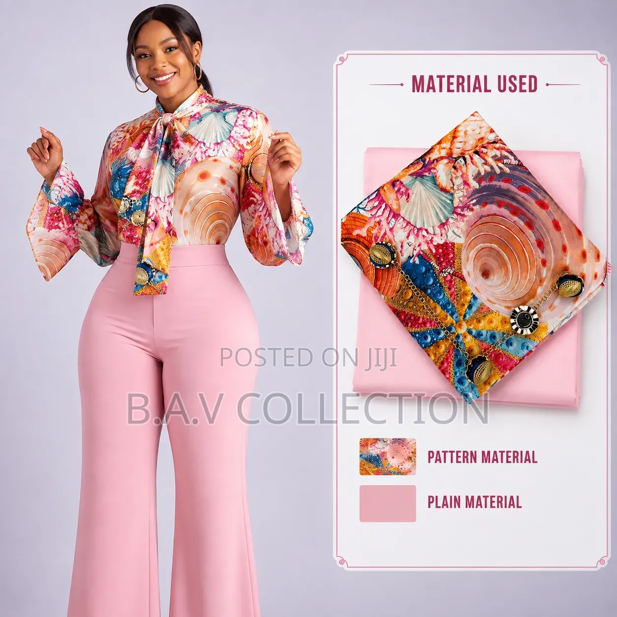 Plain and Pattern Fabric Material 4 Yards in Total 100% Cotton