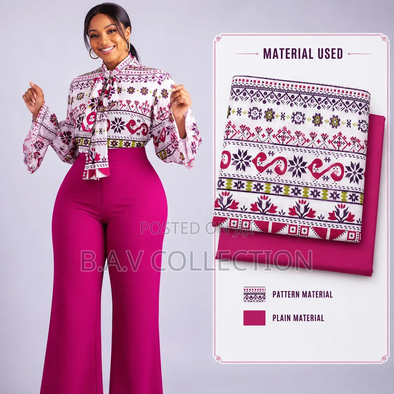 Plain and Pattern Fabric Material 4 Yards in Total 100% Cotton