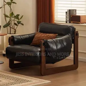 Accent Chair Black Leather