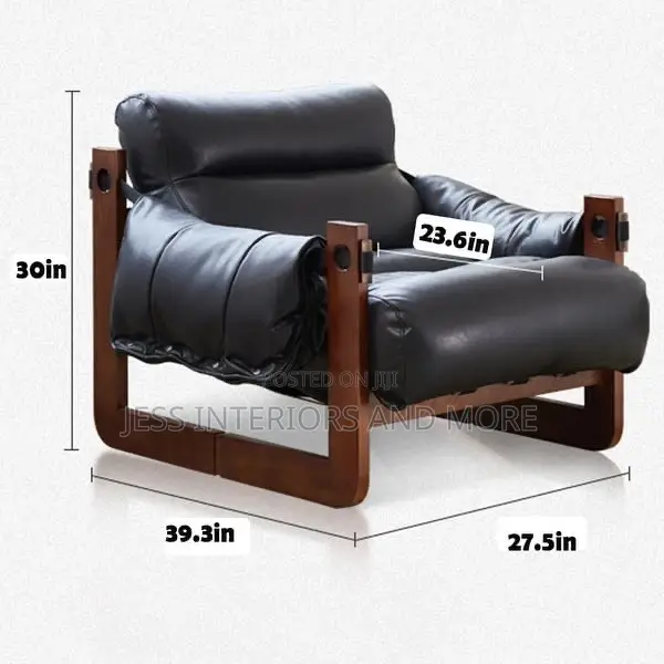 Accent Chair Black Leather