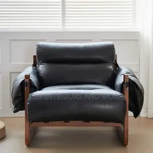 Accent Chair Black Leather