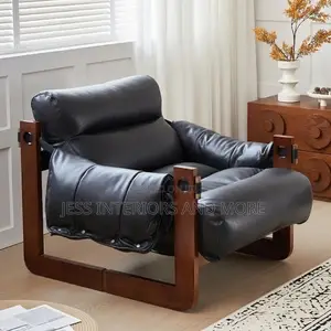 Accent Chair Black Leather