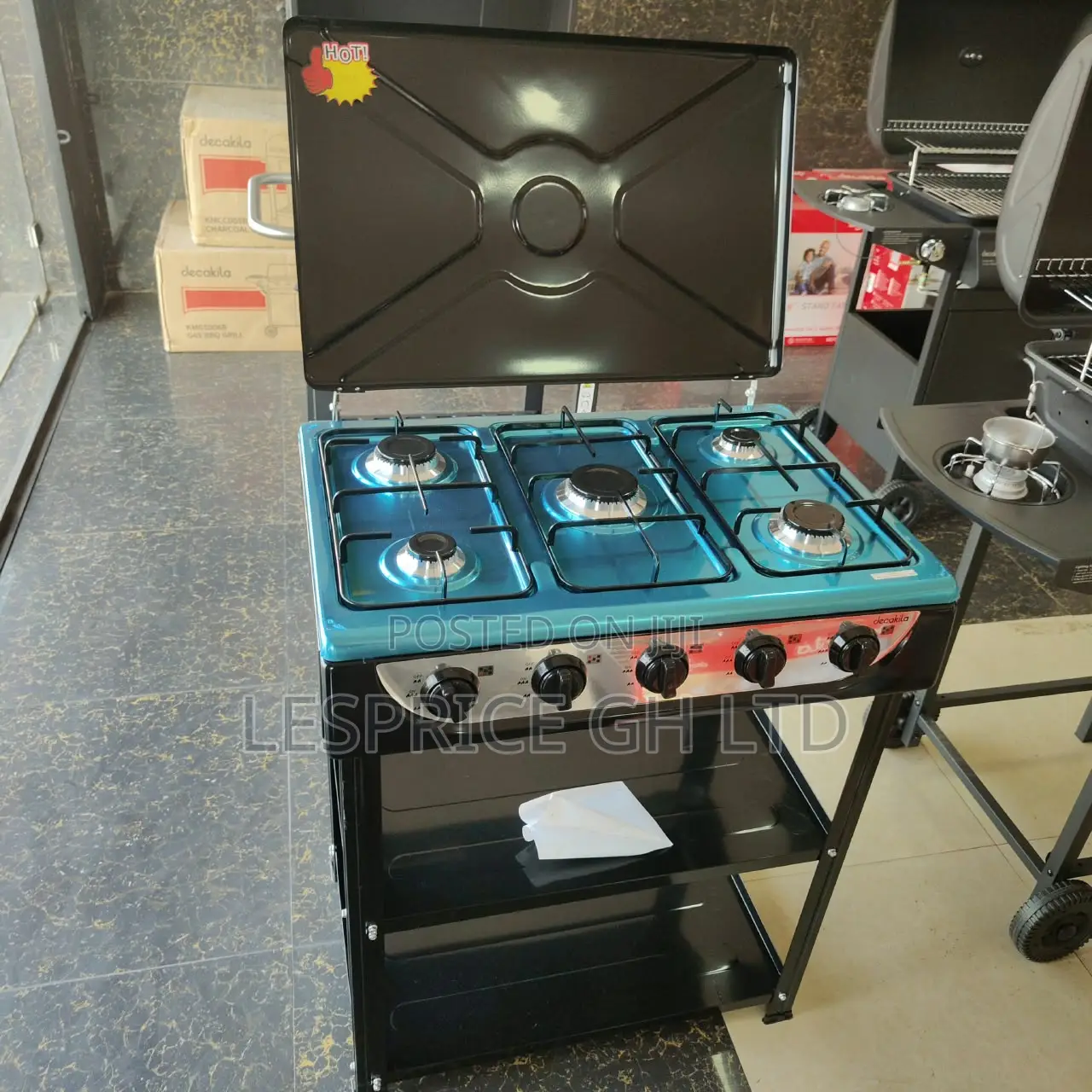 Decakila Five Burner Gas Stove With Shelf