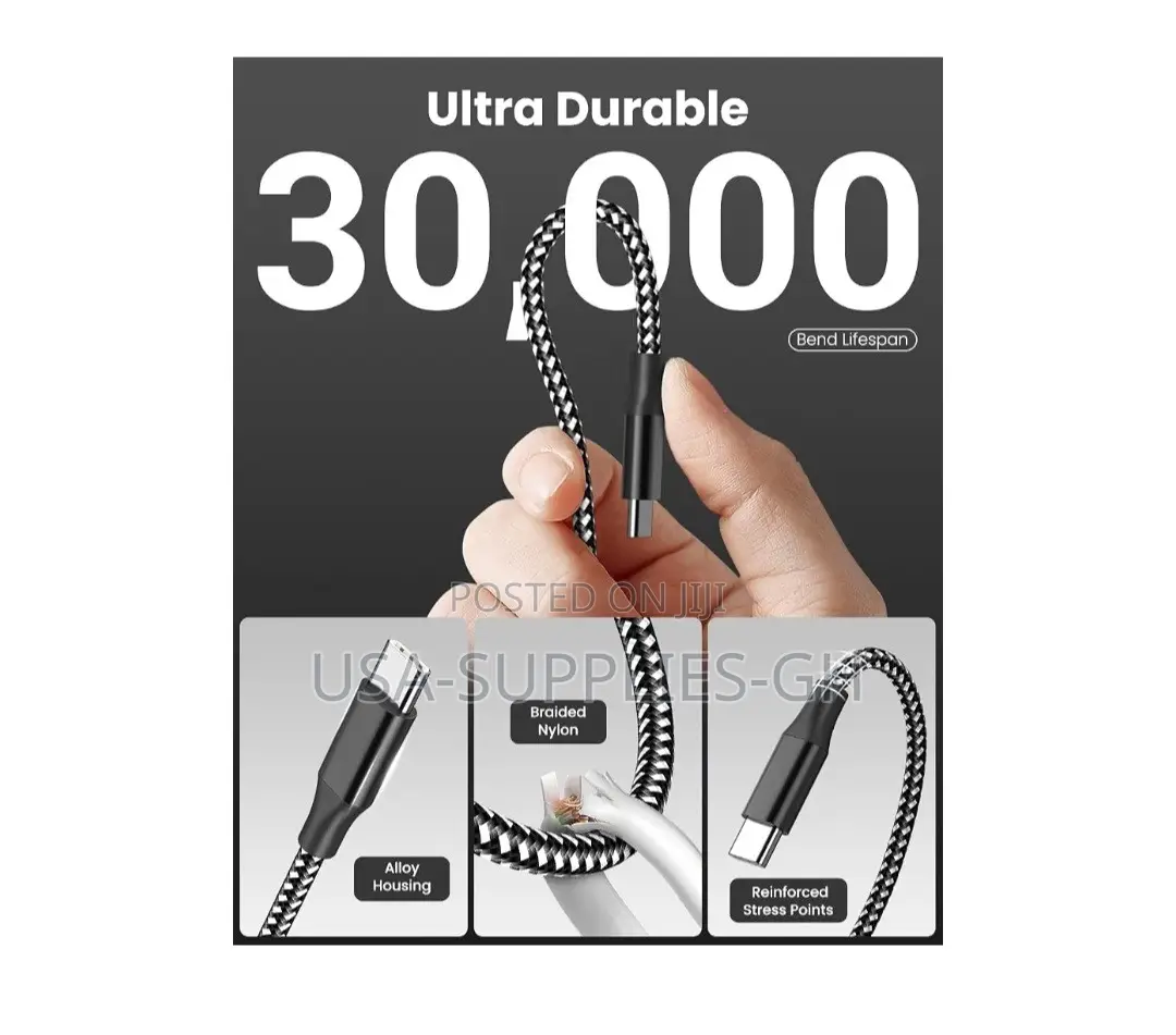 Bkayp USB-C to Type C Cable, 10ft 60w Nylon Braided From USA