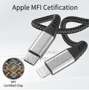 Apple Mfi Certified USB-C to Lightning Braided Cable 3ft - From USA