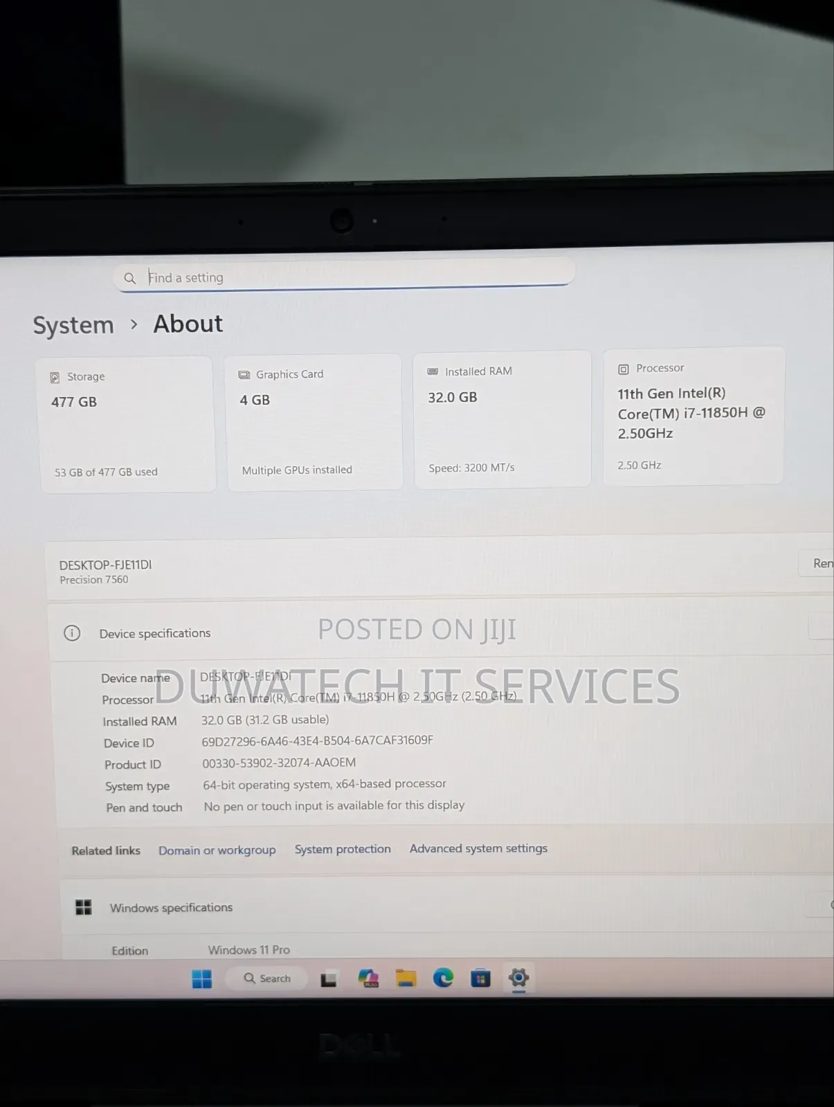 Laptop Dell Precision 7560 32GB Intel Core i7 SSD 512GB