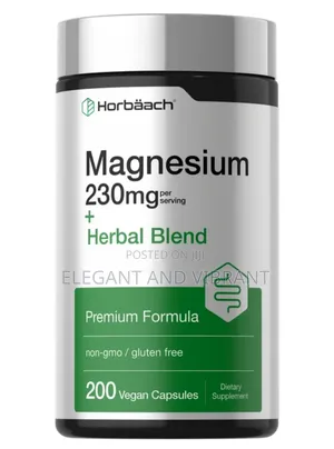Magnesium 230mg With Aloe, Slippery Elm,Marshmallow,Amla Etc,200Caps