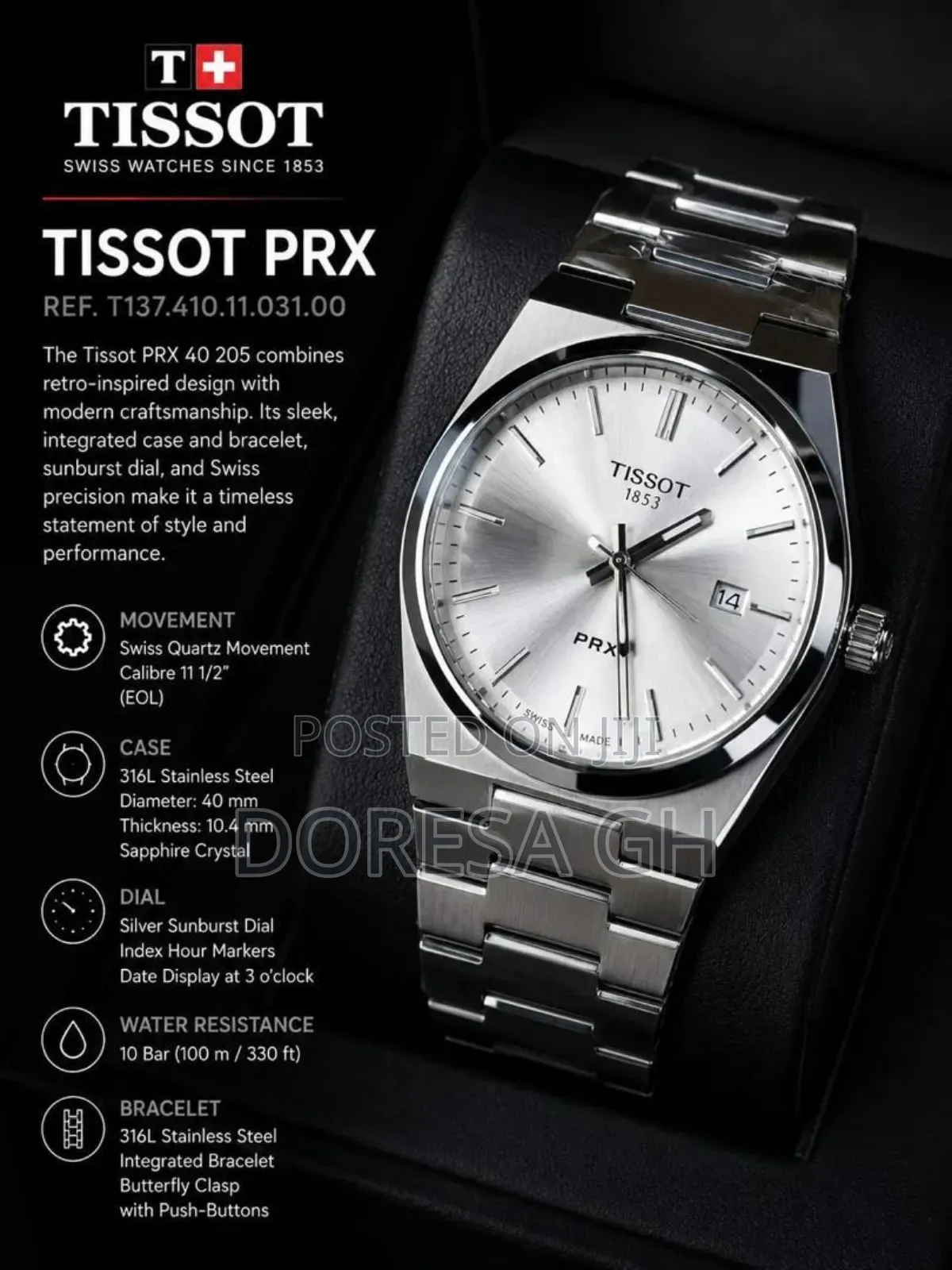 Tissot PRX 40mm Stainless Steel Quartz Watch – T137.410.11.031.00