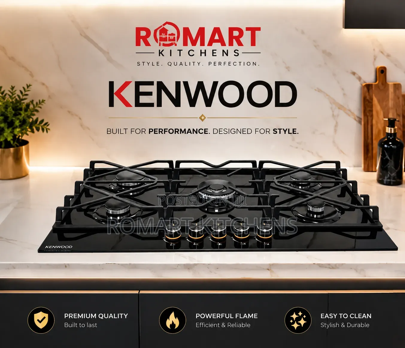 Kenwood 90cm Ceramic Glass Cooktop (HOB). With Auto Ignition Switch