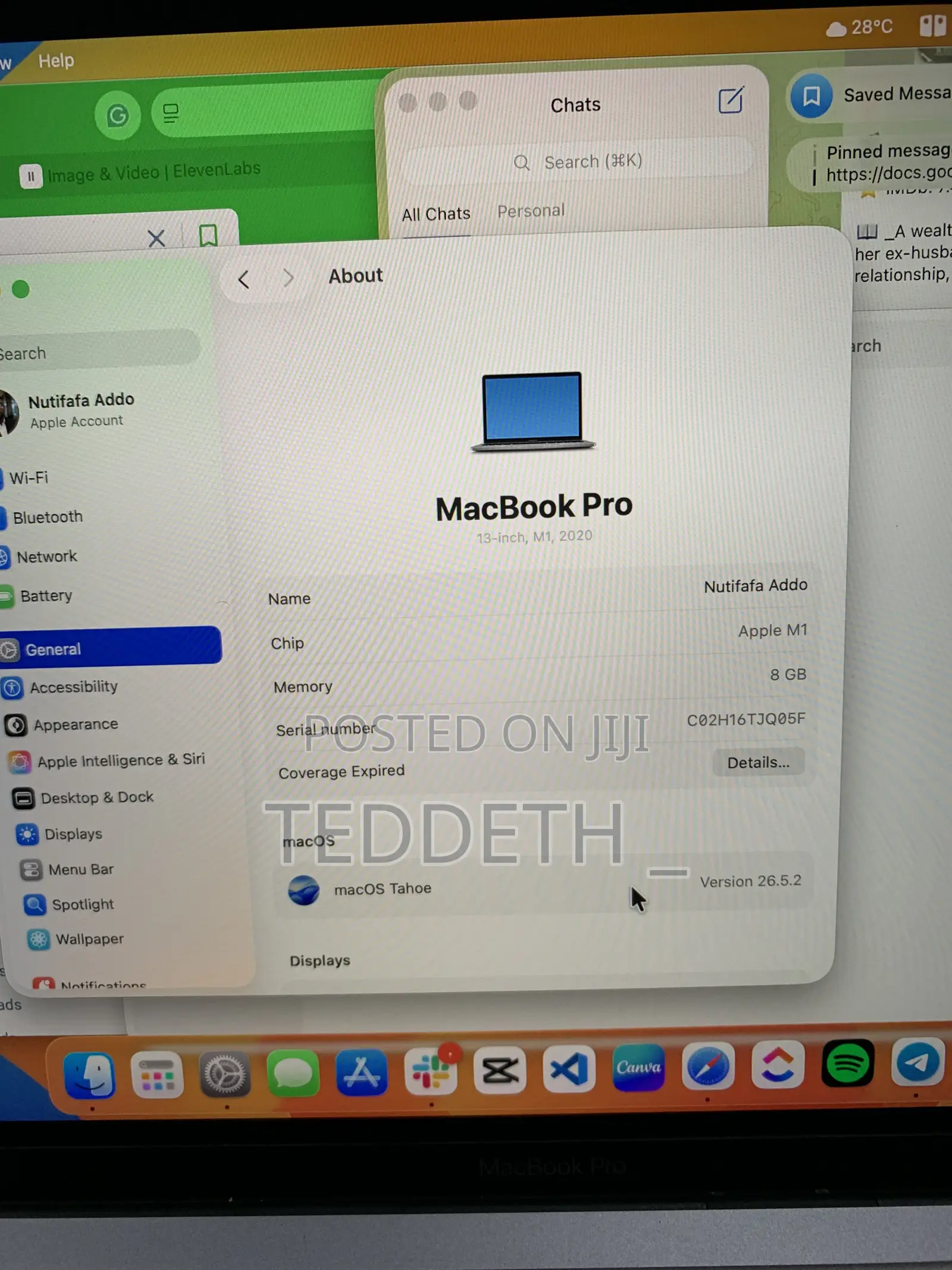 Laptop Apple MacBook Pro 2020 8GB Apple M1 SSD 512GB