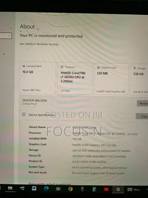 Laptop Microsoft Surface Pro 4 16GB Intel Core i7 SSHD+SSD 256GB