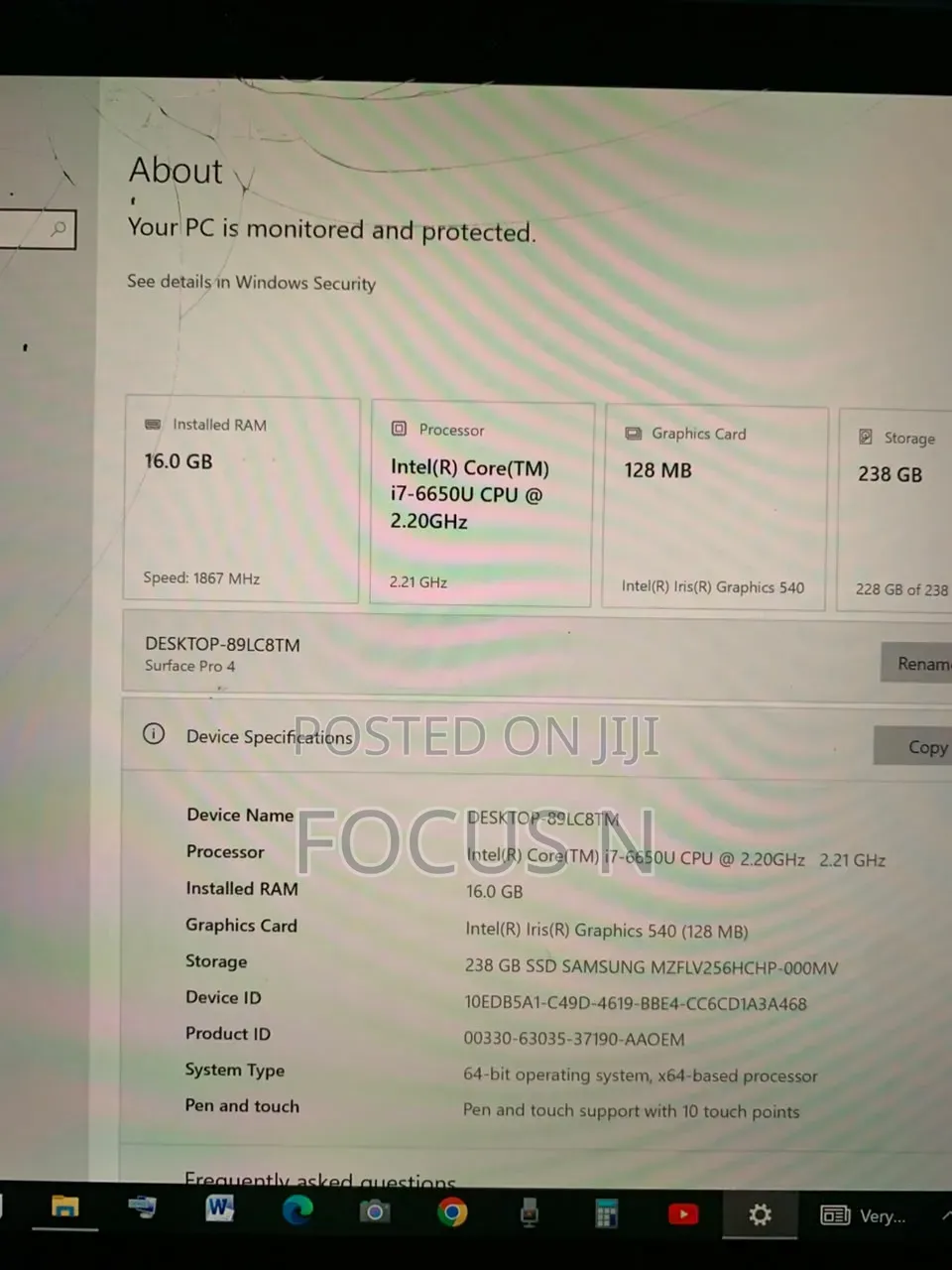 Laptop Microsoft Surface Pro 4 16GB Intel Core i7 SSHD+SSD 256GB
