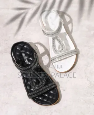 Women's Bohemian Flat Summer Rhinestone Silver Sandals