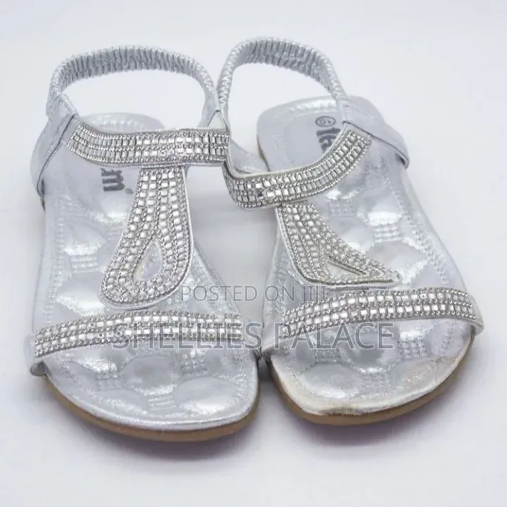 Women's Bohemian Flat Summer Rhinestone Silver Sandals