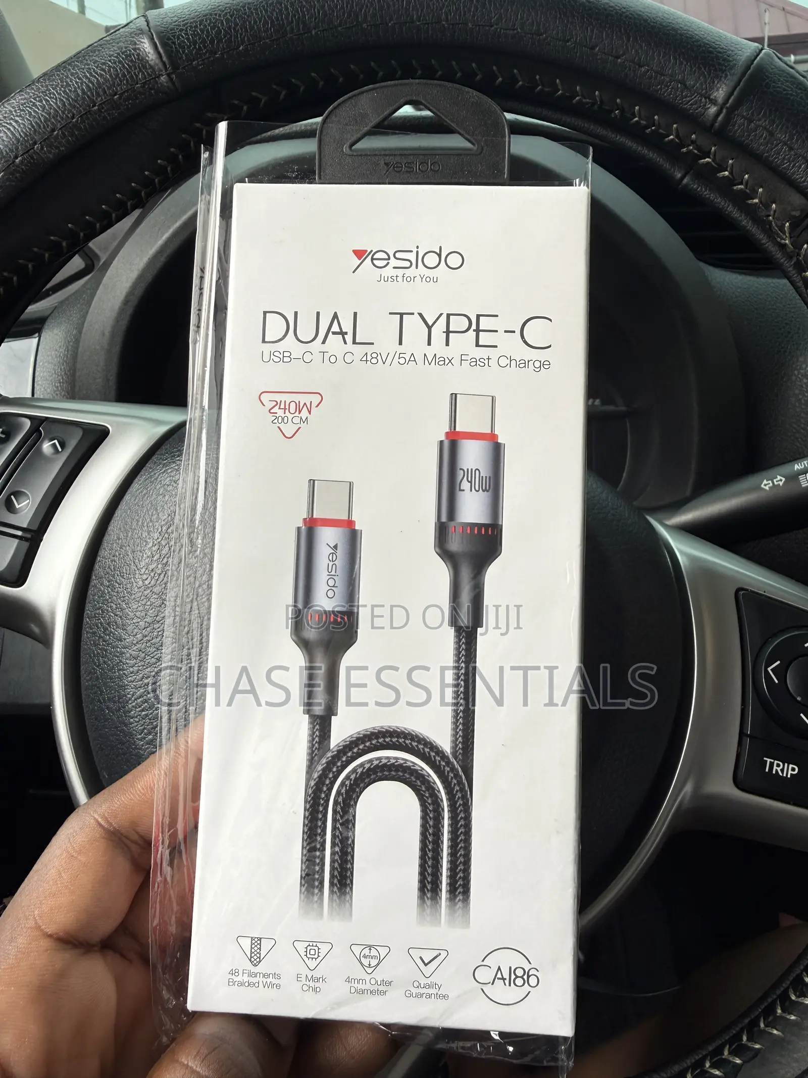 240W Type C to Type C Flat Data Cable, 2m | Fast Charging Cable