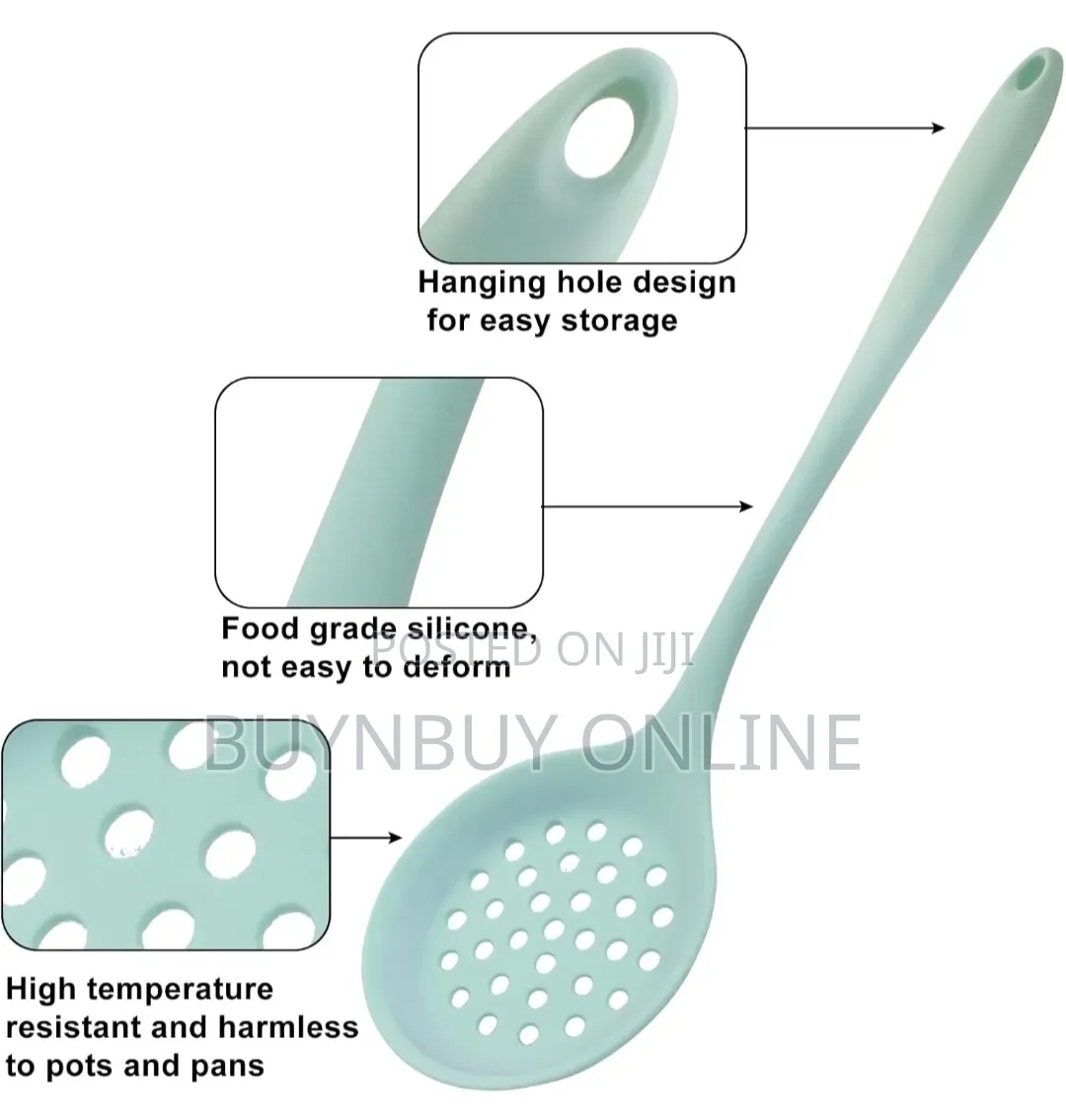 High Heat Silicone Skimmer Perforated Cooking Spoon