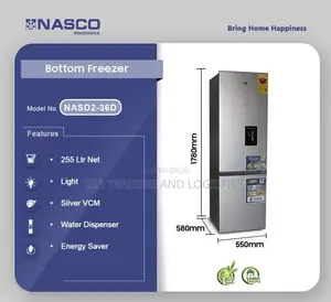 Nasco 255ltrs Bottom Freezer With Water Dispenser Refrigerator