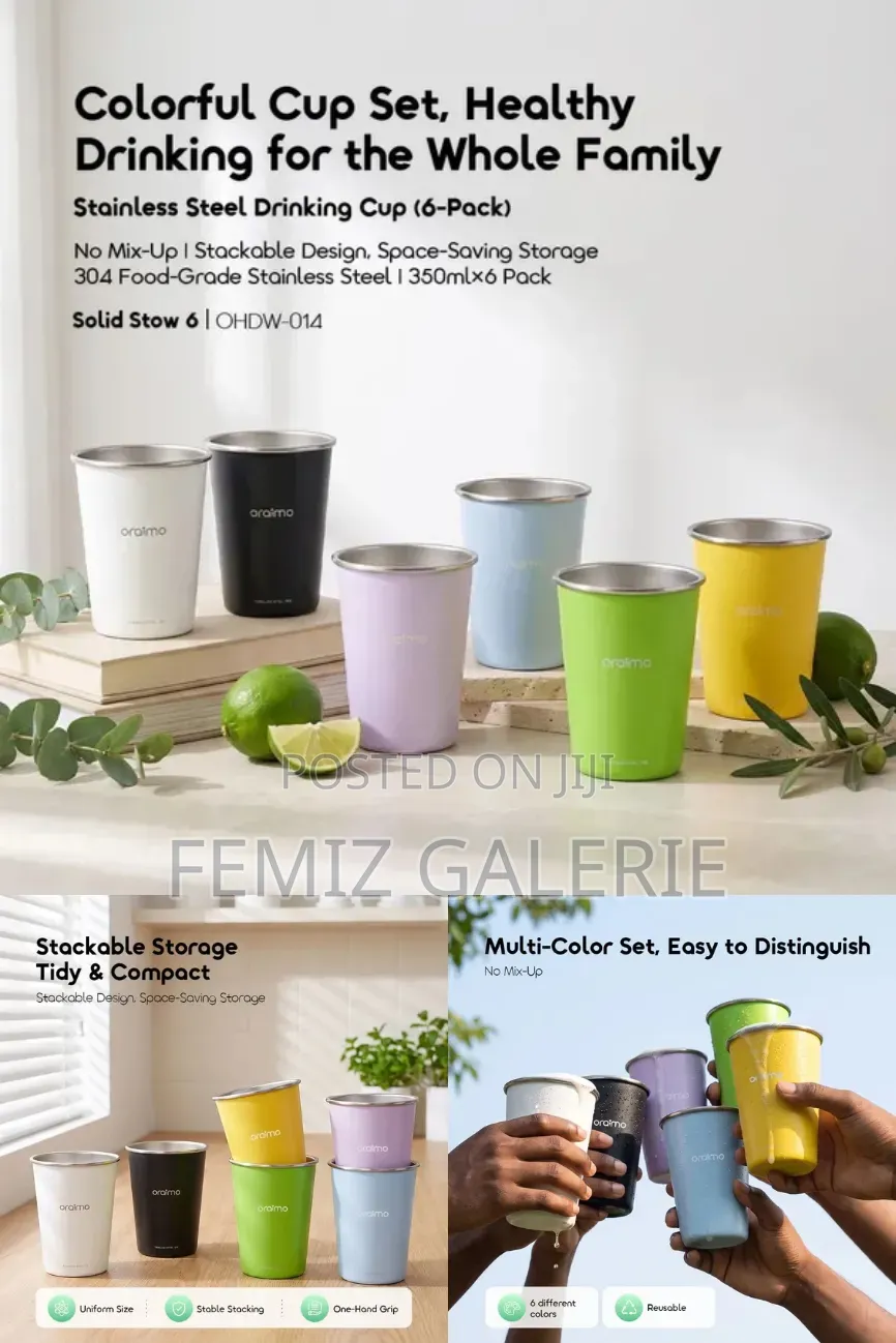 Oraimo Solid Stow 6 Stainless Steel Drinking Cup-6in1
