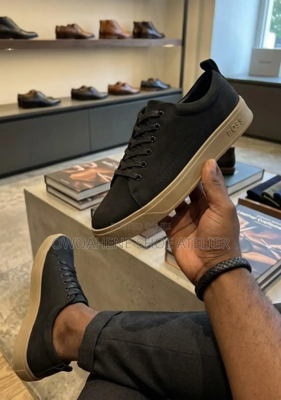 BOSS by Hugo Boss Men's Low-Top Casual Sneaker in Matte Black