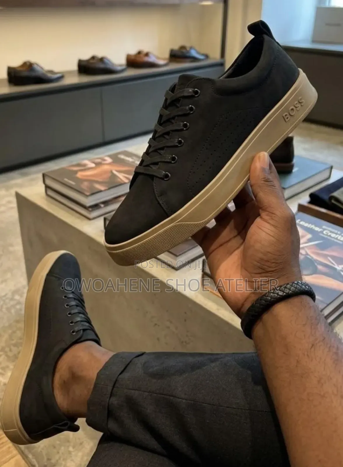 BOSS by Hugo Boss Men's Low-Top Casual Sneaker in Matte Black