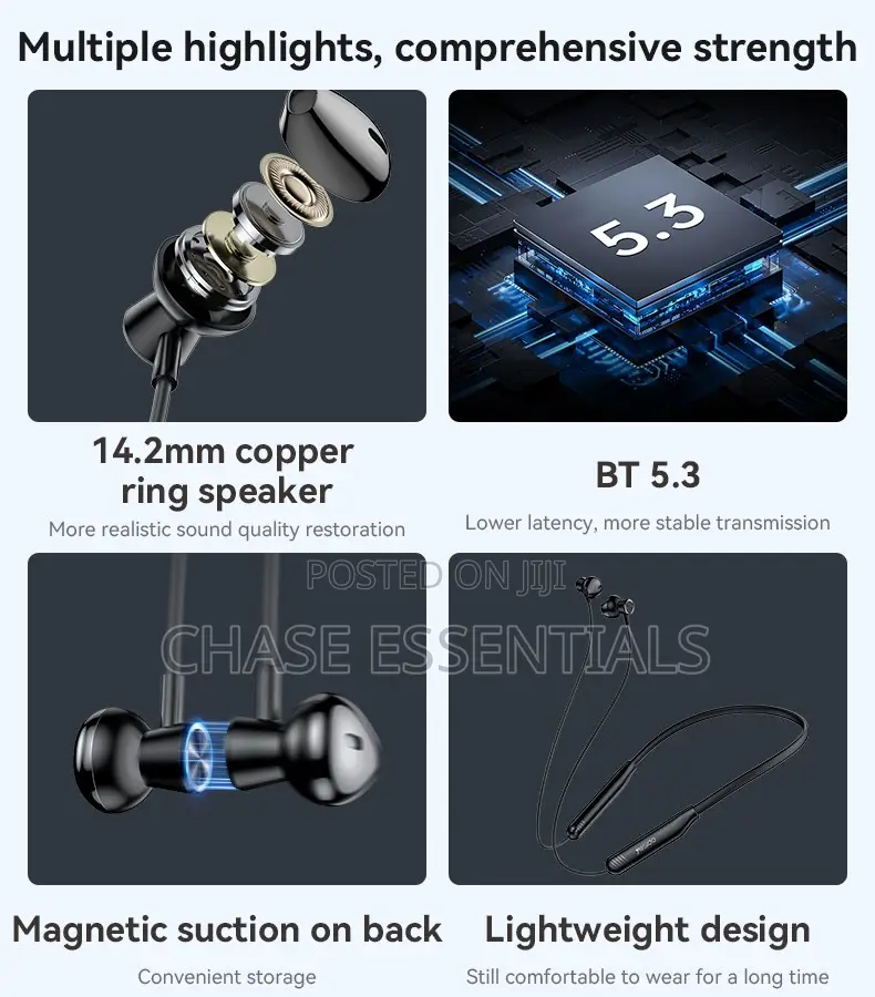 Yesido Magnetic Neckband Wireless Earphones, 40 Hours Playback
