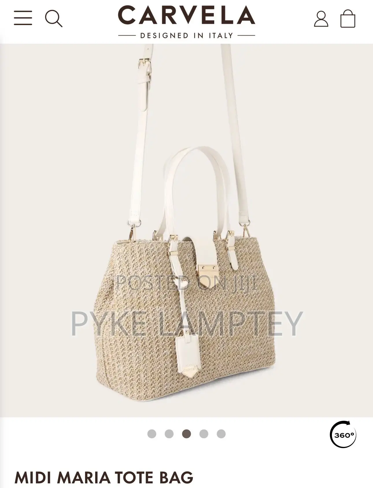 Carvela Midi Maria Tote Bag in the Bone/Cream Woven Style