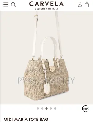 Carvela Midi Maria Tote Bag in the Bone/Cream Woven Style