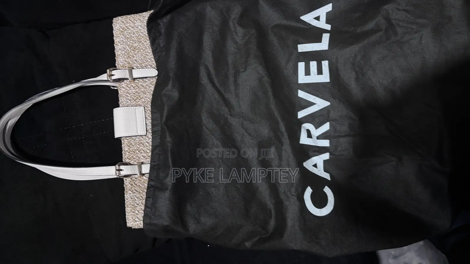 Carvela Midi Maria Tote Bag in the Bone/Cream Woven Style