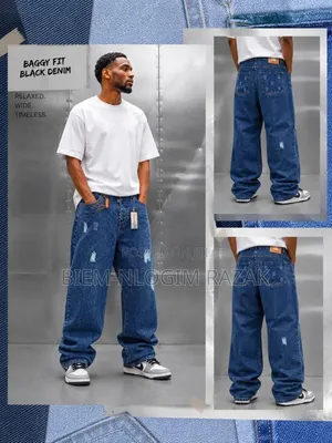 Hi Quality Baggy Jeans Plain Available in Stock