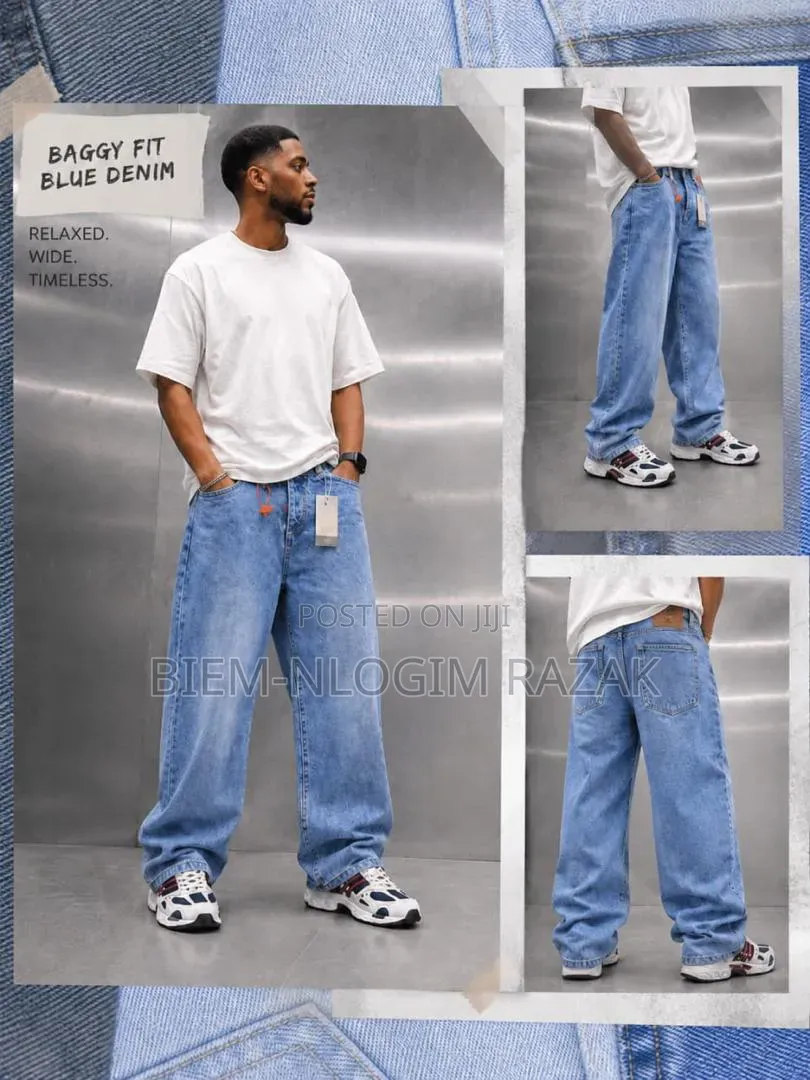 Hi Quality Baggy Jeans Plain Available in Stock