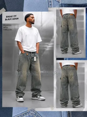 Hi Quality Baggy Jeans Plain Available in Stock