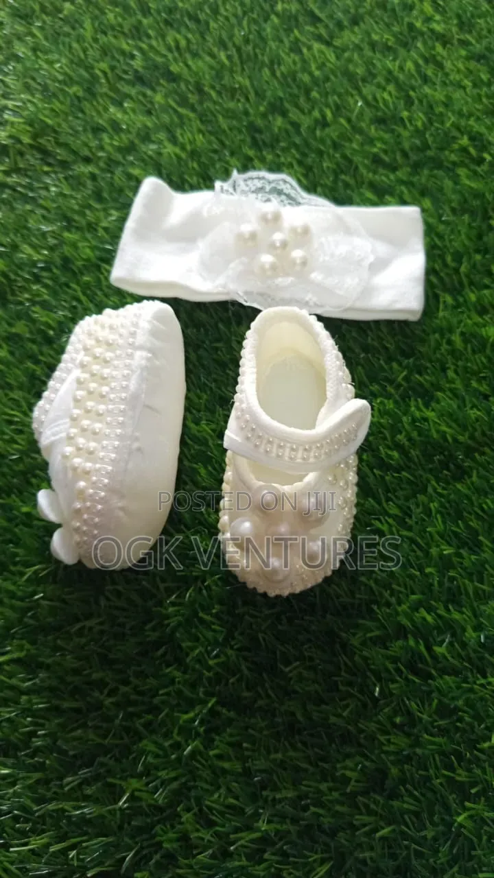 Baby Girls Christening Shoe With Headband