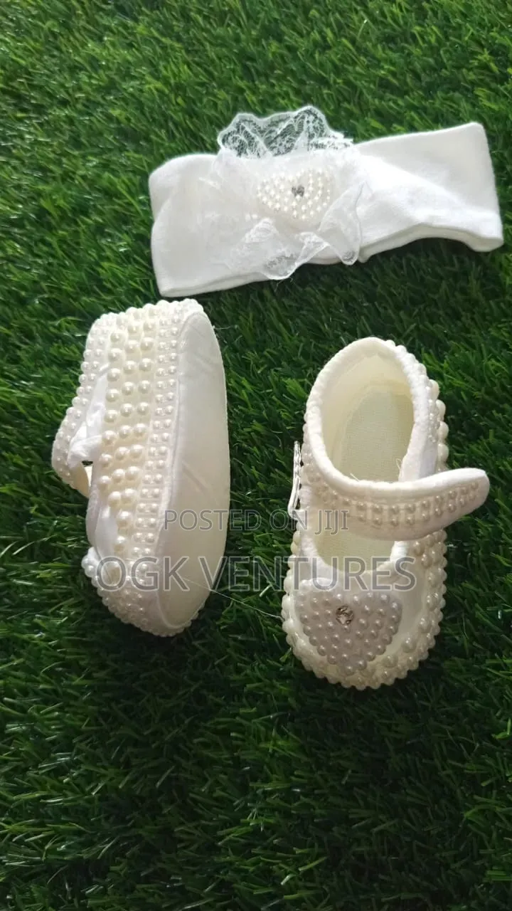Baby Girls Christening Shoe With Headband