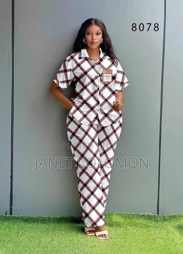 Women’s Black and White Checkered Two-Piece Set