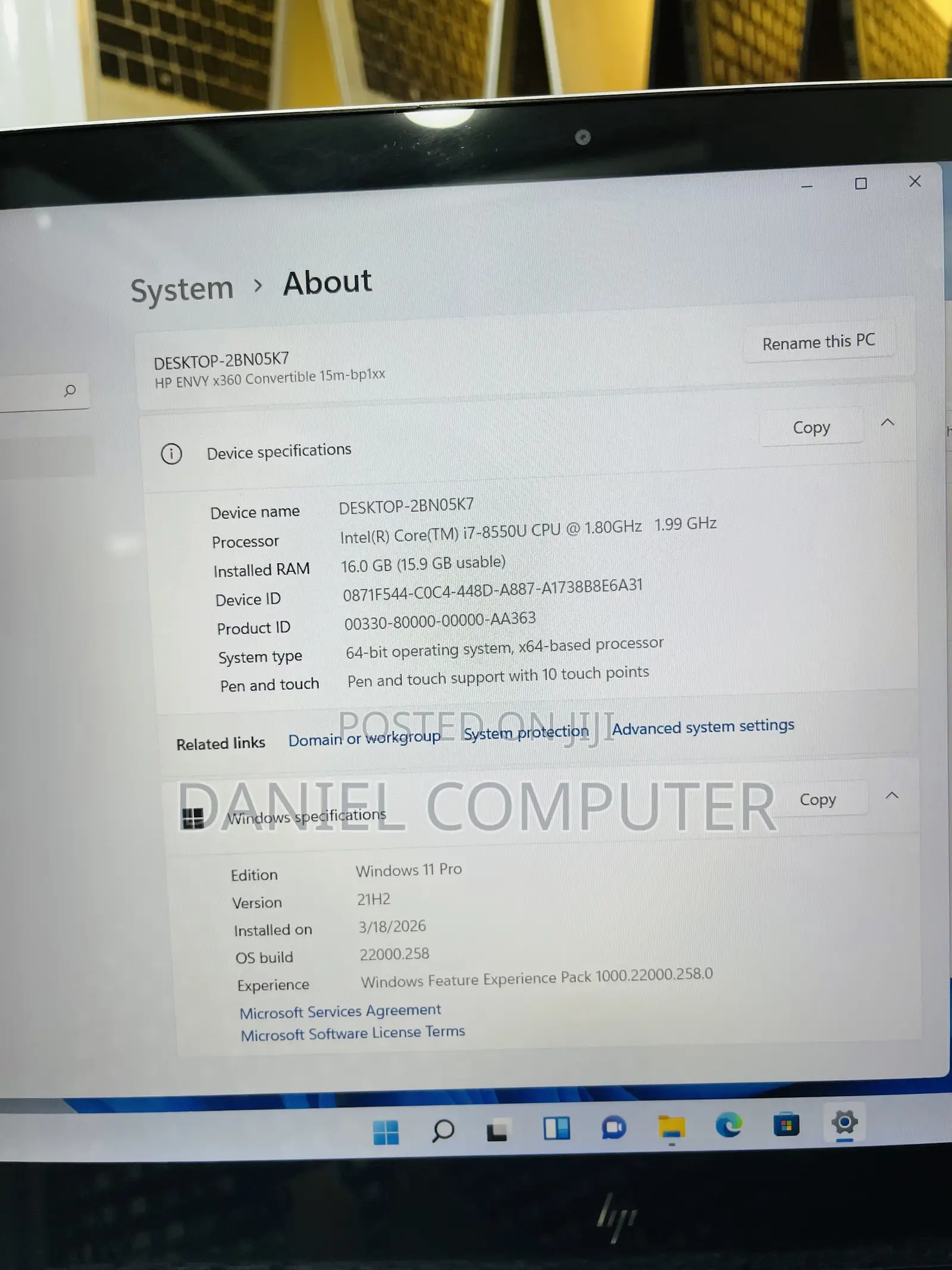 Laptop HP Envy 15-ep0xxx 16GB Intel Core i7 SSD 256GB