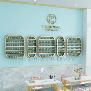Gold Nail Polish Display Shelf — 5-Piece Set