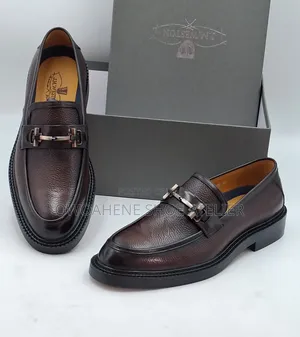 Derimod Men's Brown Buckle Leather Loafers