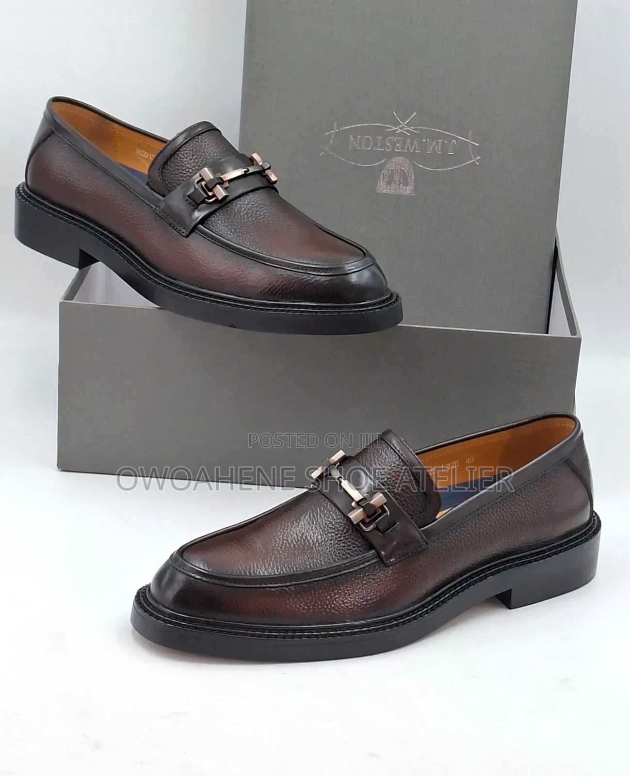 Derimod Men's Brown Buckle Leather Loafers
