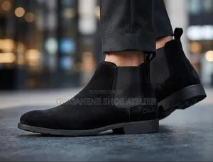 Clarks Black Suede Chelsea Boots