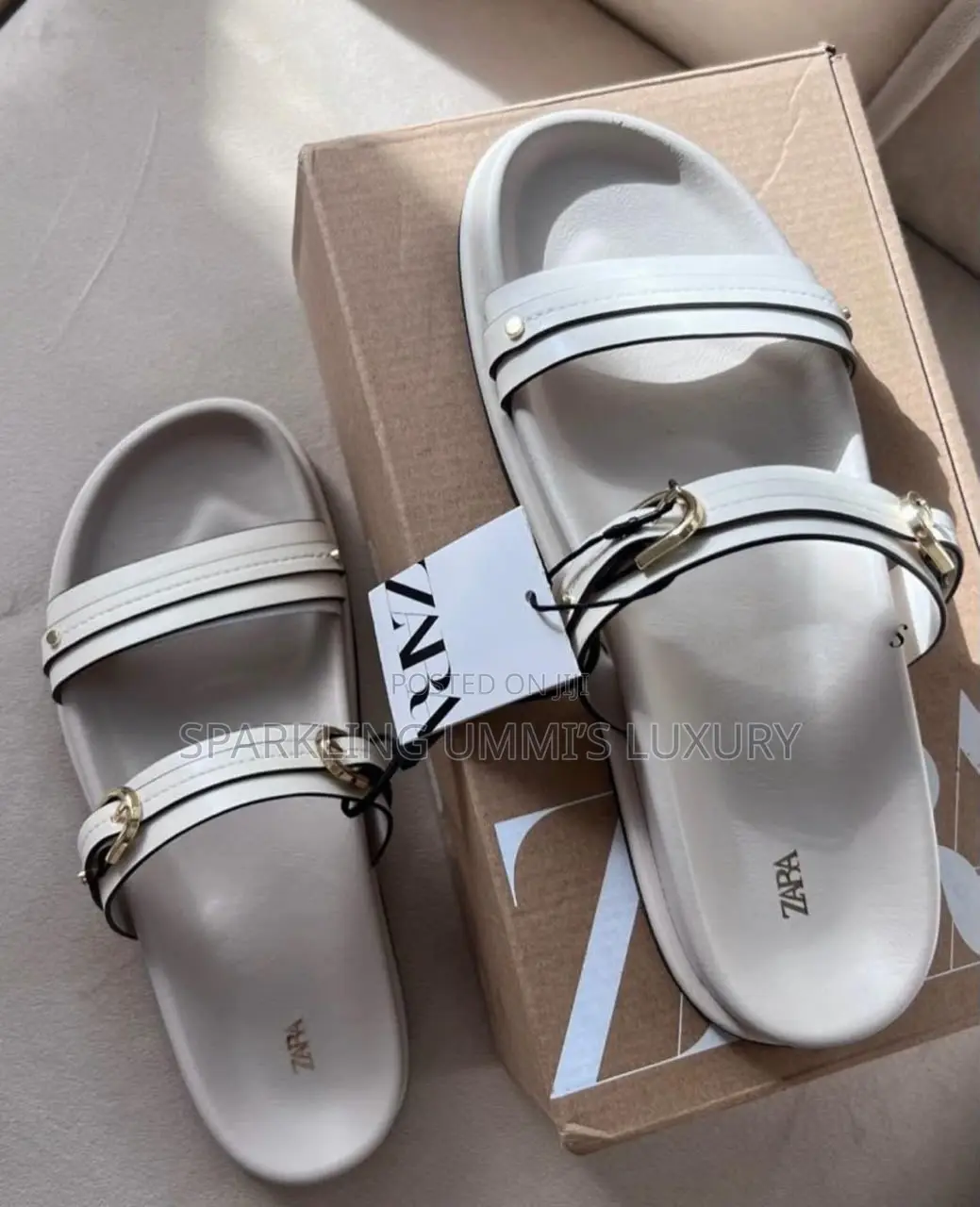 Luxury Black and Brown Flat Sandals