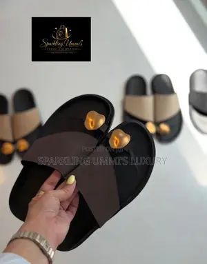 Luxury Black and Brown Flat Sandals