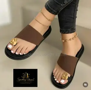 Luxury Black and Brown Flat Sandals
